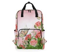 MONTOJ - Zaino da viaggio con rose e farfalle, colore: rosa