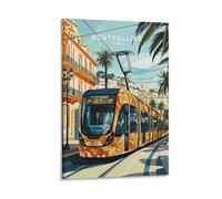 Montpellier - Stampa artistica da parete su tela, motivo: viaggio in Francia, per soggiorno, camera da letto, bagno, ufficio, decorazione per la casa, 30 x 45 cm