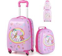 MonTravel Set Trolley Unicorno per Bambini 2 Pezzi Valigia Rigida e Zainetto Bag