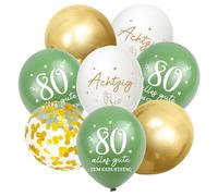 Montrestar Palloncini 80° Compleanno 30 Pezzi Verde Salvia Oro Decorazione Compleanno 80°