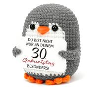Montrestar Regalo per il 30° compleanno per donne e uomini, 30° compleanno, pinguino lavorato all'uncinetto, regalo di compleanno per lei e lui, con pinguino positivo per donne, uomini, fidanzate