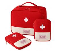 monTTese Kit completo di primo soccorso, adatto per viaggi e casa, include valigetta medica e due astucci per medicinali, può essere utilizzato per casa, auto, montagna, colore rosso