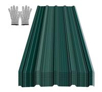 Monucep 24 fogli profilati in lamiera trapezoidale, 129 x 46 cm, set di lamiere per tetto, ca. 14 m², in acciaio zincato, 0,25 mm, per casetta da giardino, tettoie con guanti antitaglio, colore: verde