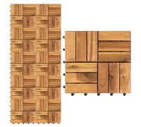 Monucep Piastrelle in legno per terrazze, 66 piastrelle per 6 m², 30 x 30 cm, resistenti alle intemperie con drenaggio, in legno di acacia con sistema a scatto (stile: 12 listelli)
