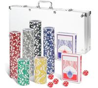 Monucep Set da poker da 500 chip laser da poker da 12 grammi, nucleo in metallo, con 2 ponti da poker, 5 dadi, button, Big Blind, Little Blind, gioco da poker per professionisti e principianti