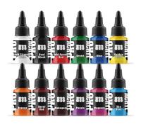 Monument Hobbies Pro Acryl Base Set di vernici acriliche per modelli in plastica - Pittura in miniatura, tappo senza intasamento, viene caricato con agitatore di vetro