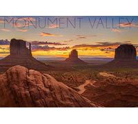 Monument Valley, Utah - Colorful Sky, targa in metallo, 20,3 x 30,5 cm