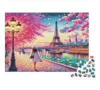 Monumento Romantico della Città Puzzle 1000 Pezzi Carta Puzzle per Adulti Fiori Primaverili Lungo il Fiume Gioco di Puzzle 1000 Pezzi Relax Casa Regalo 38x26cm/1000pcs