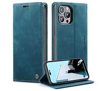 Monweicz Cover Compatibile con IPhone 14 Pro Max, Custodia Portafoglio con Slot per Scheda, Protezione Completa Premium in Pelle PU, Flip Libro Magnetica IPhone 14 Pro Max, Blu-verde