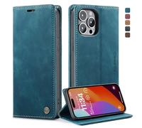 Monweicz Cover Compatibile con IPhone 15 Pro Max, Custodia Portafoglio con Slot per Scheda, Protezione Completa Premium in Pelle PU, Flip Libro Magnetica IPhone 15 Pro Max, Blu-verde