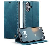 Monweicz Cover Compatibile con IPhone 16, Custodia Portafoglio con Slot per Scheda, Protezione Completa Premium in Pelle PU, Flip Libro Magnetica IPhone 16, Blu-verde