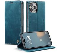 Monweicz Cover Compatibile con IPhone 16 Pro Max, Custodia Portafoglio con Slot per Scheda, Protezione Completa Premium in Pelle PU, Flip Libro Magnetica IPhone 16 Pro Max, Blu-verde