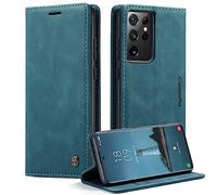 Monweicz Cover Compatibile con Samsung Galaxy S21 Ultra, Custodia Portafoglio con Slot per Scheda, Protezione Completa Premium in Pelle PU, Flip Libro Magnetica Samsung Galaxy S21 Ultra, Blu-verde