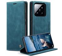 Monweicz Cover Compatibile con Xiaomi 14 Pro, Custodia Portafoglio con Slot per Scheda, Protezione Completa Premium in Pelle PU, Flip Libro Magnetica Xiaomi 14 Pro, Blu-verde