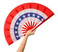 MonyPlay Ventaglio a mano per 4 luglio, per donne e uomini, motivo patriottico, a righe, pieghevole, per il giorno dell'indipendenza, parata, danza (1 pezzo, 35 cm)