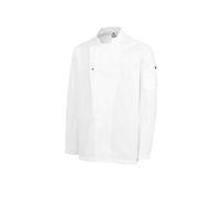 MONZA OBREROL - Giacca da Chef da Uomo a Manica Lunga con Bottoni | Giacca per Il Settore Alberghiero Professionale Traspirante | Abbigliamento da Lavoro di Alta qualità (Bianco, XL)