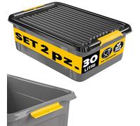 Monzana® 2x Contenitore con Coperchio 30L BPA Free Chiusura a Scatto Scatole Impilabili Scatola Organizer Cantina Garage Contenitori Plastica Box