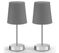Monzana 2x Lampada da Comodino Metallo Paralume in Tessuto E14 Luce Soffusa Lettura Cavo 120cm