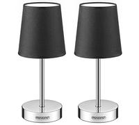 Monzana 2x Lampada da Comodino Paralume in Tessuto E14 Abatjour Luce da Lettura con Interruttore