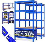 Monzana® 2x Scaffali Metallo 180x90x40cm Portata Totale 1750 Kg 10 Pannelli MDF Scaffalatura Metallo Scaffali ad Alta Portata Scaffale Cantina