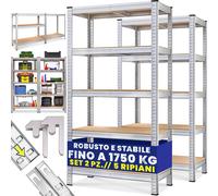Monzana® 2x Scaffali Metallo 180x90x40cm Portata Totale 1750kg 10 Pannelli MDF