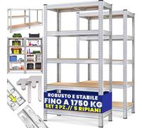Monzana® Scaffale ad Alta Portata 180x90x40cm Carico Max. 875kg 5 Pannelli MDF Mobile in Metallo Officina Cantina Garage