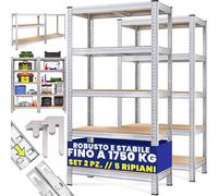 Monzana® Scaffale ad Alta Portata 180x90x40cm Carico Max. 875kg 5 Pannelli MDF Mobile in Metallo Officina Cantina Garage