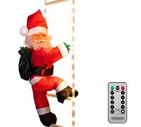 MONZANA® Babbo Natale con LED sulla Scala XL 90cm Timer 8 Modalità Luminose per Interni ed Esterni Decorazioni Natalizie