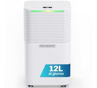 MONZANA® Deumidificatore Casa 12L/Giorno con Display LED e Timer 24h, Portatile per 15-20m², Deumidificatore Casa Muffa e Purificatore d'Aria Efficiente