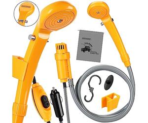 Monzana® Doccia da Campeggio Adattatore per Auto 12V Custodia Tubo 2m Cavo Alimentazione 5m Lavaggio per Auto Doccia per Cani Doccia da Giardino Pompa ad Immersione