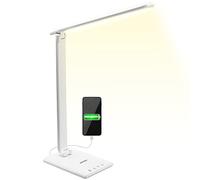 Monzana Lampada LED da Scrivania 5 Luminosità Touch Control Porta USB Cellulare/Tablet 12W Bianco