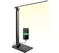 Monzana Lampada LED da Scrivania 5 Luminosità Touch Control Porta USB Cellulare Tablet 12W Nero