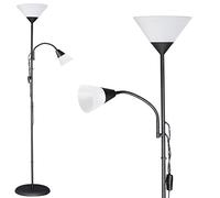 MONZANA® Piantana Lampada da Terra 175cm 2 Luci E27 E14 Luce da Lettura con Braccio Regolabile Lampade a Stelo Soggiorno