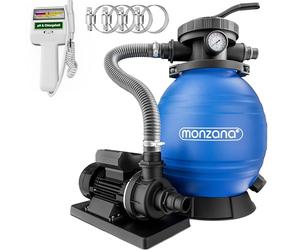Monzana Pompa Filtro Piscina 10.200 L/h a 7 Vie 450W Serbatoio da 20kg Misuratore Ph e Cloro