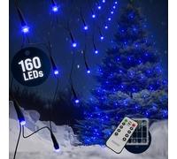 Monzana Rete Luminosa 2 m 160 LED a Batterie 8 Funzioni Illuminazione Lucine Natale Blu