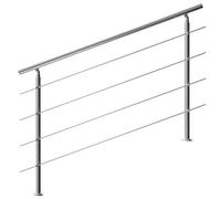 Monzana Ringhiera per scale acciaio 160cm 4 traverse interno esterno corrimano da parete parapetto