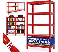 Monzana® Scaffale ad Alta Portata 180x90x40cm Carico Max. 875kg 5 Pannelli MDF Scaffalatura Metallo Officina Cantina
