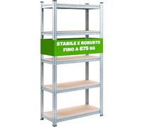 Monzana® Scaffale ad Alta Portata XL 180x90x60cm Carico Max. 875kg 5 Pannelli MDF Scaffalatura Metallo Officina Cantina