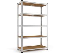 Monzana® Scaffale Metallo 170x75x30cm Carico Max. 350kg 5 Pannelli MDF Scaffalatura Metallo Scaffali ad Alta Portata Scaffale Cantina Scaffali Metallo