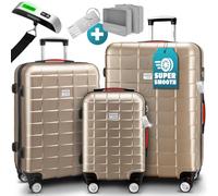 Monzana® Set di 3 Valigie Chiusura di Sicurezza TSA Organizer Bilancia Cinghia Ruote Doppie Valigia Trolley Rigido M-L-XL