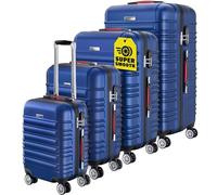 MONZANA® Set di Valigie 4pz ABS Rigide Trolley Bagaglio Viaggio Lucchetto Rotelle Blu Azzurro