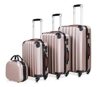 Monzana Set Valigie Rigide 4pz con Beauty Case incl. Lucchetto Organizer Bilancia Trolley Bagaglio Rosa