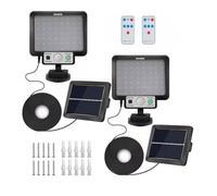 MONZER Proiettore solare esterno sensore di movimento, lampada solare potente ricarica USB, luce solare bianca 6000 K con telecomando per giardino, garage (modello 56 LED (set da 2)