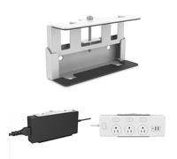 Monzlteck Supporto universale in metallo per presa multipla e caricabatterie per computer portatile, montaggio sotto scrivania o parete, organizer universale per prese elettriche, caricabatterie per