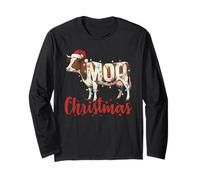 Moo Christmas Funny Cow Lovers Cattle Famer Farming Graphic Maglia a Manica