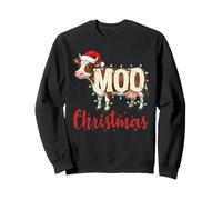 Moo Christmas Lights Funny Cow Lovers Cattle Famer Farming Felpa