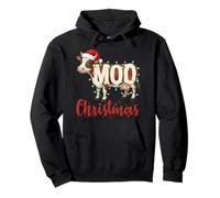 Moo Christmas Lights Funny Cow Lovers Cattle Famer Farming Felpa con Cappuccio