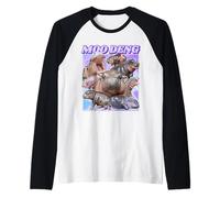 Moo Deng Baby Ippopotamo Divertente Maglia con Maniche Raglan