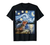 Moo-Deng Notte Stellata Van Gogh Baby Pigmy Hippo Zoo Family Maglietta