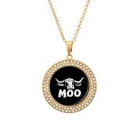 Moo, I Am A Cow Collana con ciondolo personalizzato da donna con diamanti rotondi gioielli regali per uomo compleanno, Misura unica, Metallo